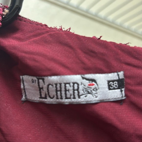 Modest burgundy long sleeve maxi dress with lace top & train with zipper… - Picture 8 of 8